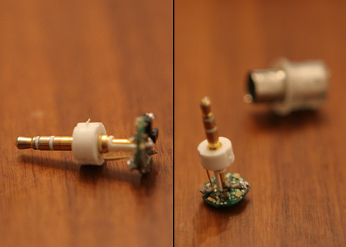 The old Apple laptop power plug disassembled