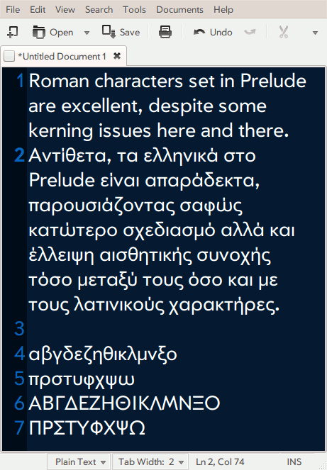 Prelude Hellenic Font.